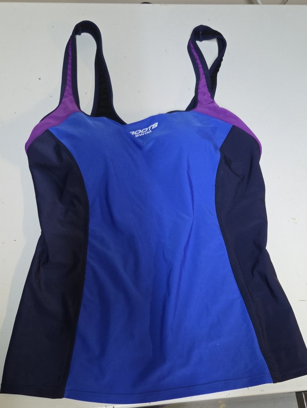 Roots Blue and Purple Swim Tankini Top Sz 10